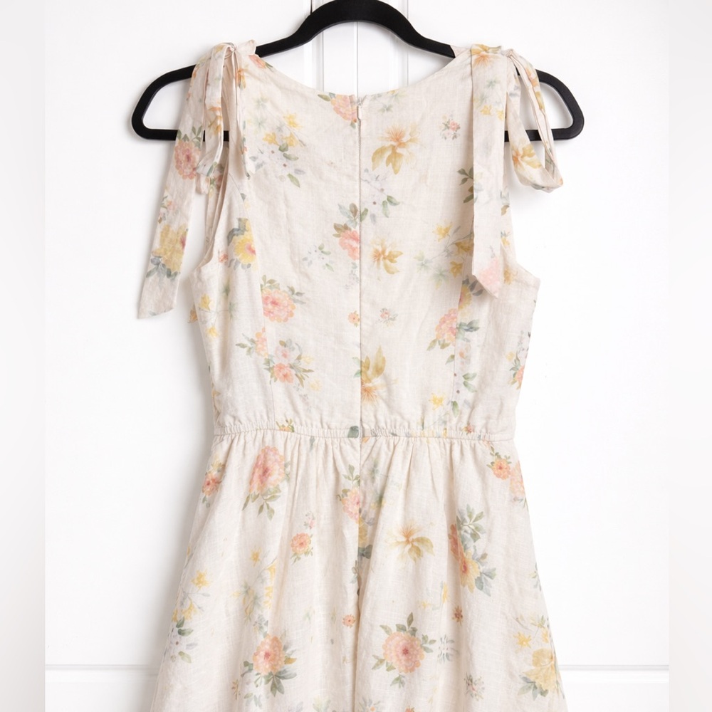MABLE Floral Tie Shoulder Maxi Dress w/ Tulle Lining Size S - Picture 3 of 9